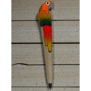 Handcrafted Wooden Parrot Ballpoint Pen Tropical Bird Design Writing Accessory